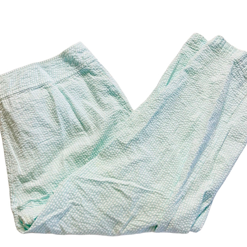 Pendleton Seer Sucker, light blue and white carpi pants size 12